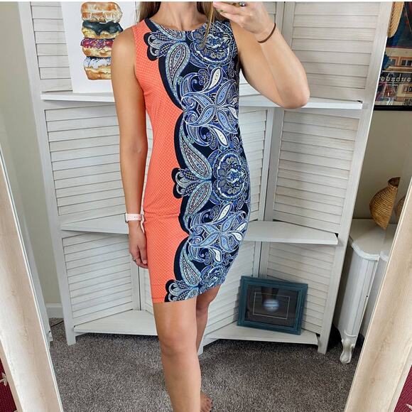 Rafaella Orange Paisley Sheath Dress - Picture 1 of 12